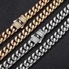 NUOYA Stainless Steel Cuban Link Bracelet Customizable Logo Unisex Iced Out Diamond Clasp Cuban Chain Bracelet for Men