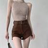 Trendy Light Color Women's Jeans: Spring/Autumn Super Short, Natural Waist, Zipper Closure.