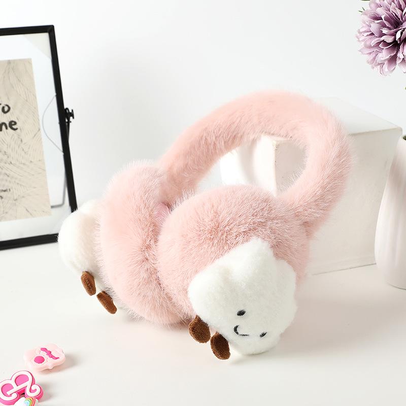 Winter Foldable Plush Cartoon Cloud Earmuffs - Outdoor Cycling Warm Ear Covers for Students