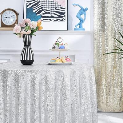 1 יחידה 120 ס"מ כיסוי שולחן מבריק מפת שולחן פייטים כיסוי שולחן עגול מפת שולחן עגולה קו שולחן מפת שולחן תלויה דקורטיבית בגדי פוליאסטר מבריקים