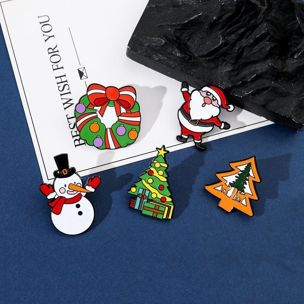 Christmas Santa Claus Brooch Fashionable Christmas Tree Pins Christmas Brooch  Hat Badge
