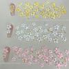 60pcs/bag Ice-clear Five-petal Flower Nail Art Accessories White Pink Flowers Gold and Silver Color Steel Beads