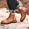 2025 Autumn and Winter Martin Boots Men's Trend Versatile Leather Men's High-top Leather Shoes British Rhubarb Leather Boots Tooling Men's Shoes