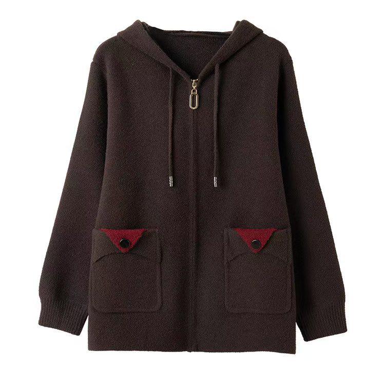 Autumn/Winter Retro Wool Hooded Short Coat with Zipper