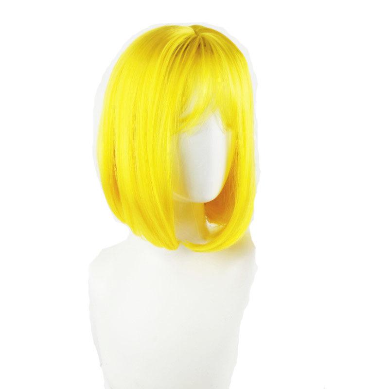 

Экспортный парик женский высокотемпературный шелковый механизм желтый бобо короткие волосы воздушные челки парик головной убор
