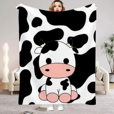 1Pc Digital Printed Cow Style Flannel Blanket Mattress Cover Blanket for Family BedsSofasOfficesOutdoor Camping