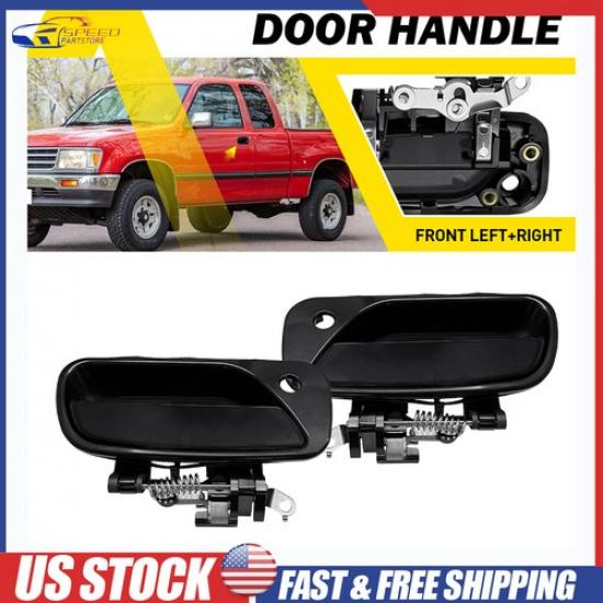 Front LH&RH Exterior Door Handle For 1993-1998 Toyota T100 Black Lever TO1311115