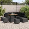 Ensemble de canapé de jardin 8 pièces avec coussins noir poly rattan acacia, Canapé de jardin 2 places avec coussins noir 3362784
