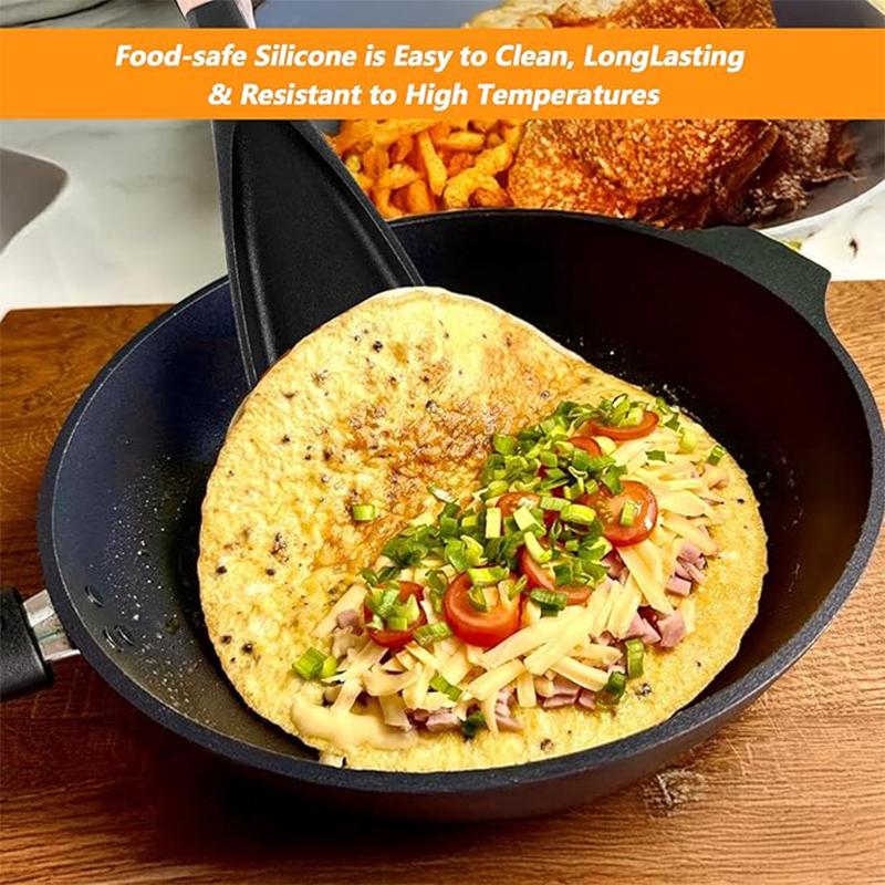 Japanese Style Silicone Spatula - Wood Handle, Heat Resistant, Non-Scratch, for Cooking, Baking, Salad, Popcorn, Dishwash