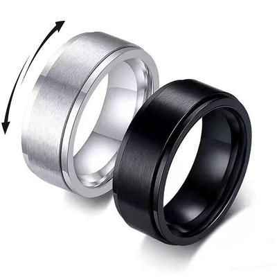 Einfache 8mm Angst Fidget Spinner Ringe für Männer Frauen Cool Edelstahl Spinning Drehbar Ringe Anti Stress Hochzeitsschmuck