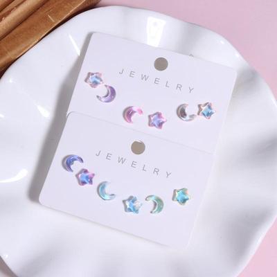 6/14Pcs Mini Colorful Earrings Sets For Women Star Moon Piercing Ear Stud Accessories Jewelry Girl Gifts