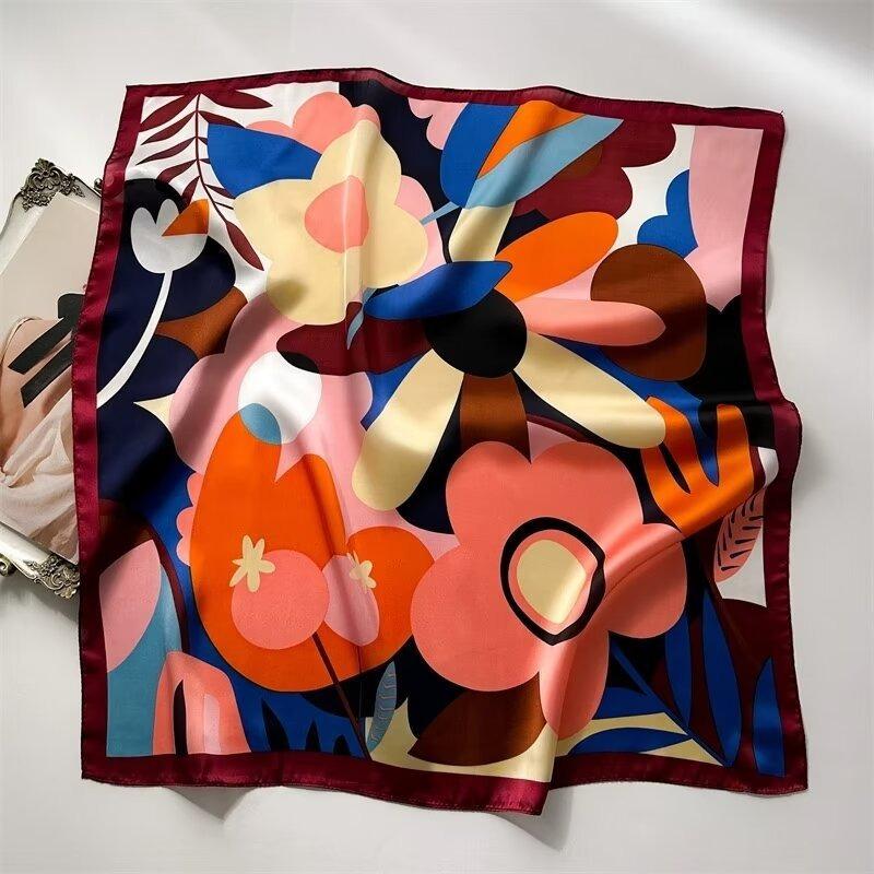 70 silk scarf square scarf high sense fashion versatile professional simulation silk small scarf versatile printed women's silk scarf