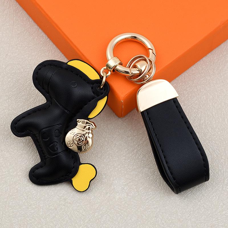 Instant Wealth Leather Keychain: Cartoon Pony Bag Charm & Couple Car Pendant - New Year Gift