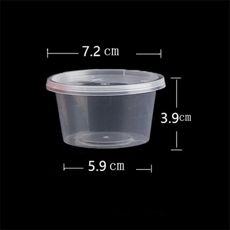 

100 шт. Пластикова коробка для їжі на винос. Одна коробка з харчовою коробкою з відкидними кришками. Коробка для пігментних фарб. Палітра. Одноразова коробка. Контейнери для чашок для соусу. 7.2*5.9*3.9cm