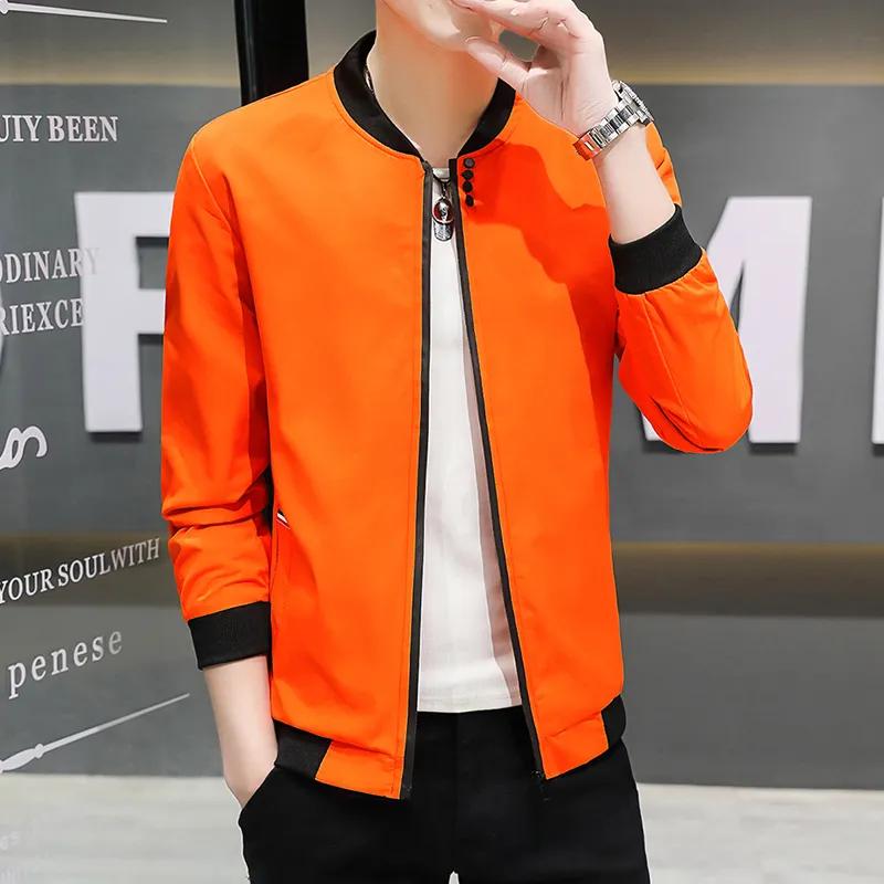 Spring and Autumn Men's Jacket Coat Simple Solid Baseball Neck Zipper Windbreaker Coat Cycling Coat Plus Size