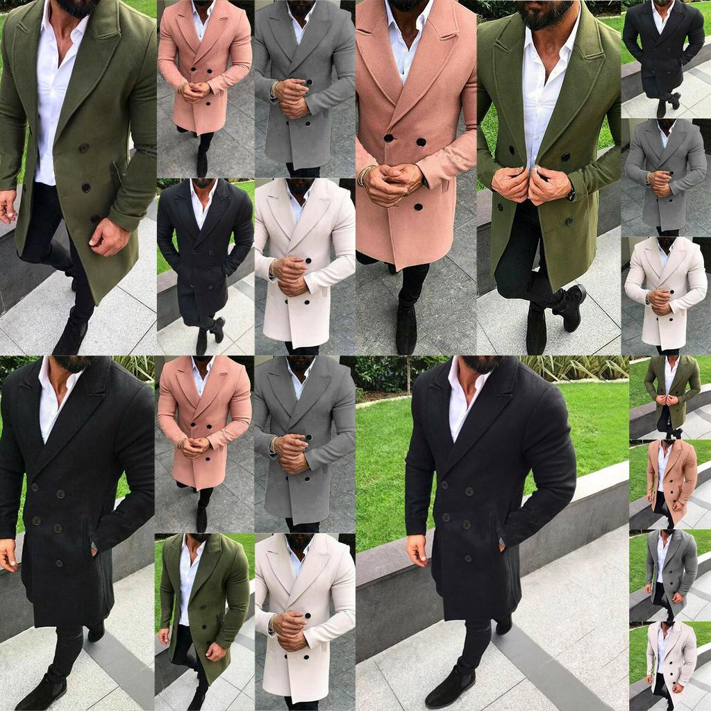 Luxurious Men's Winter Trench Coat With Warm Lapel And Hidden Shoulder Pads