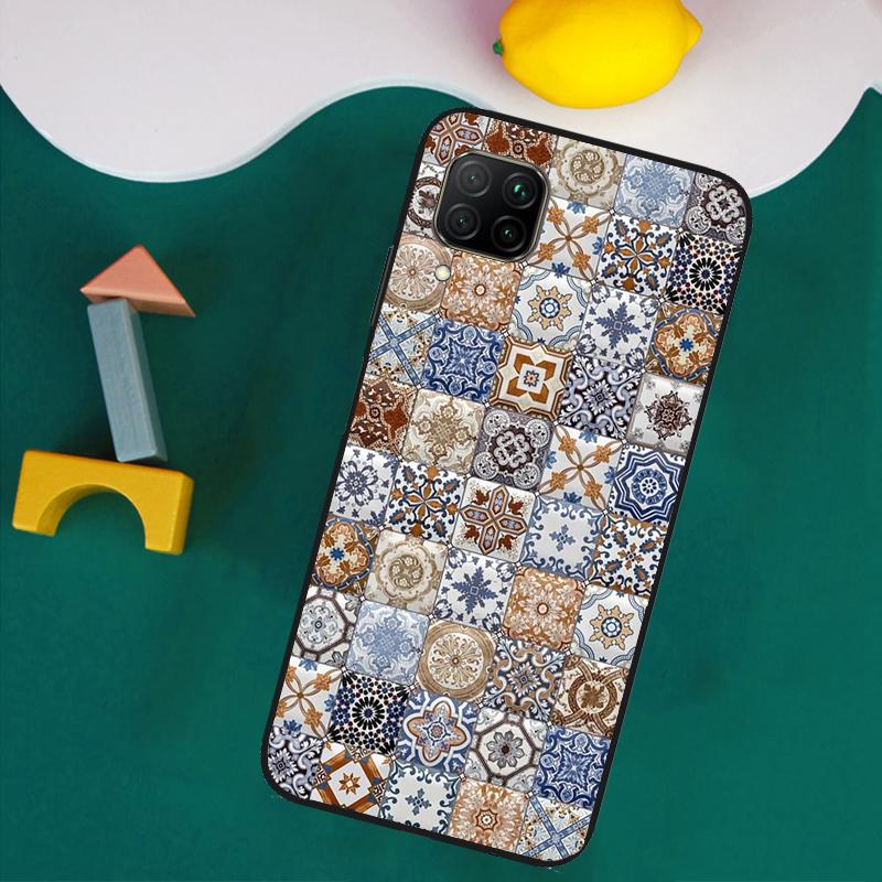 Boho Tile Mosaic Aesthetic For Huawei Nova Y73 Y72 Y70 Y90 Y60 Y61 Y91 12s 12i 11i 8i 9 10 SE P40 Lite P30 P60 Pro Case