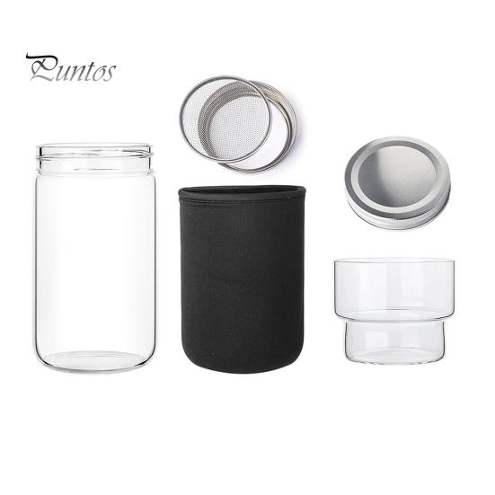 Stacking Sprouting Jars Set Jar Kit, Wide Mouth Glass with Sprout Lid, Blackout Stainless Steel Mesh Lid Sleeve, Plant Growing Kit for Home Gardeners