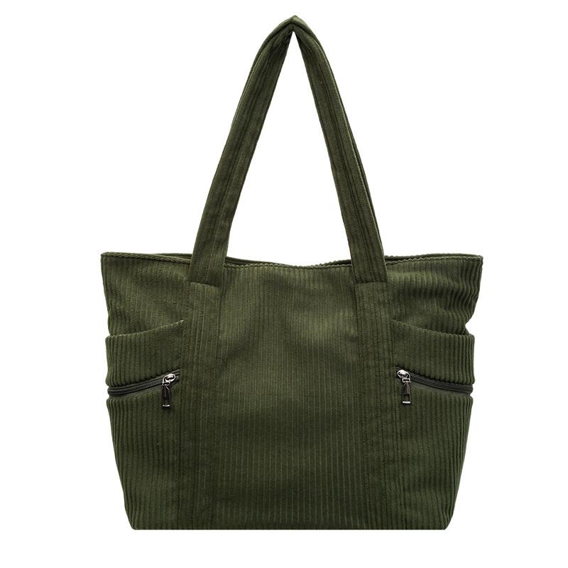 Velvet Canvas Bag Women'S Autumn And Winter Versatile Large-Capacity Tote Bag Student Shoulder Commuter Tote Bag