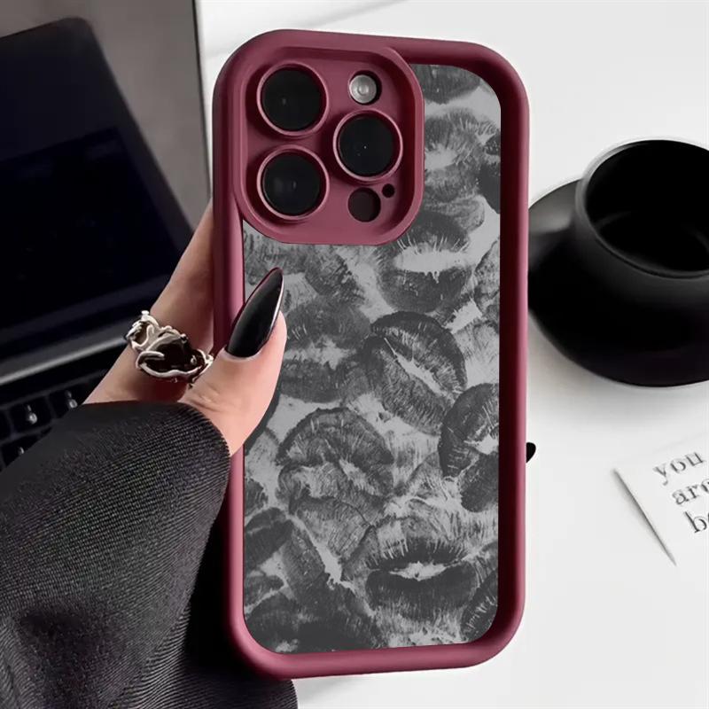 Sexy Red Lips Fashion Silicone Phone Case For iPhone 16 15 14 13 12 11 Pro Max 7 8 16 Plus 16E X XS XR SE Shockproof Soft Cover