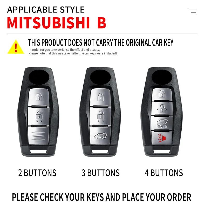 Zinc Alloy + Silicone Car Key Case Cover Shell Fob For Mitsubishi Outlander 2022 2023 2024 Control Car Interior Accessories