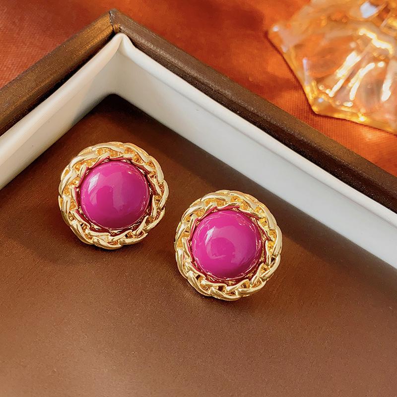 Vintage French-Style Silver Needle Earrings - Women's Elegant Studs with Retro Court Charm