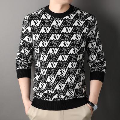 Maglieria da Uomo Autunno e Inverno Maglione Largo Girocollo da Uomo Pullover da Uomo Maglione Stile Coreano Camicia Lavorata a Maglia da Uomo Casual