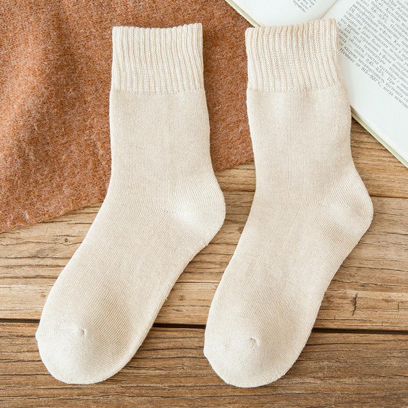 Terry Plus Velvet Women's Thick Mid-Calf Towel Socks - Warm Autumn/Winter Knee-Highs for Teens