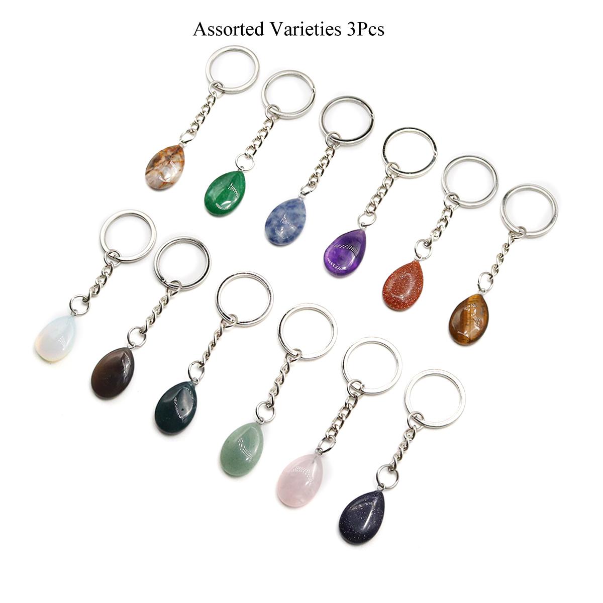 

Брелок из натурального камня Брелок для ключей Брелок для ключей Drop Crystal Gems Key Finder Брелки для женщин Мужчины Ювелирные изделия, аксессуары для сумок 82x11 мм 3Pcs/82x11mm