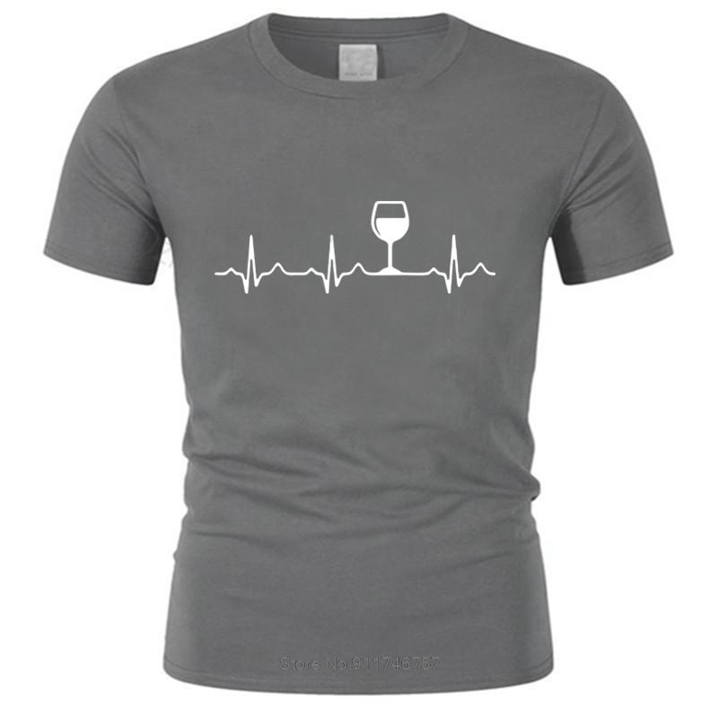 Short Sleeve Casual T Shirts Male Cotton Teeshirt Fashion Tshirt Men Crew Neck Tees Mens Tshirt Wine Heartbeat Funny Cotton