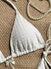 2025 Europäischer & Amerikanischer Damen Sexy Rückenfreier Träger Bikini in Unifarbe