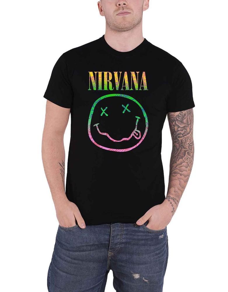 Nirvana T-shirt Sorbet Ray Smile Band Logo new Official Mens Black XXL