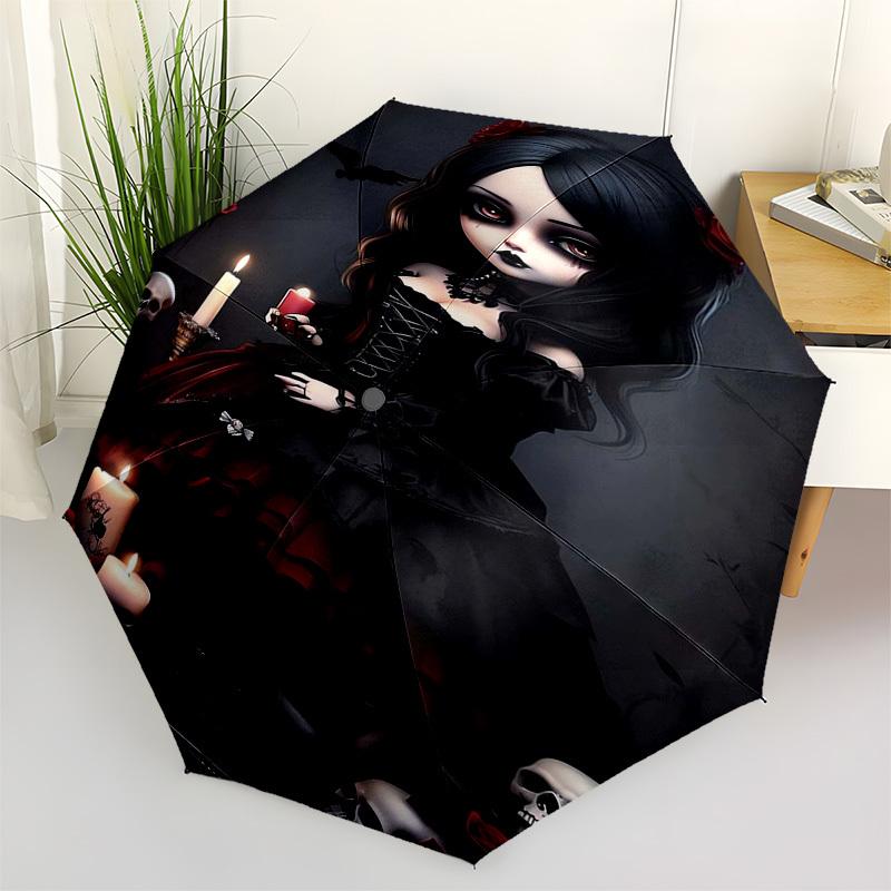 

Gothic, Roses Themed Automatic Opening and Closing Umbrella, Compact Travel Umbrella, Lightweight and Portable, Suitable for Beach Commuting