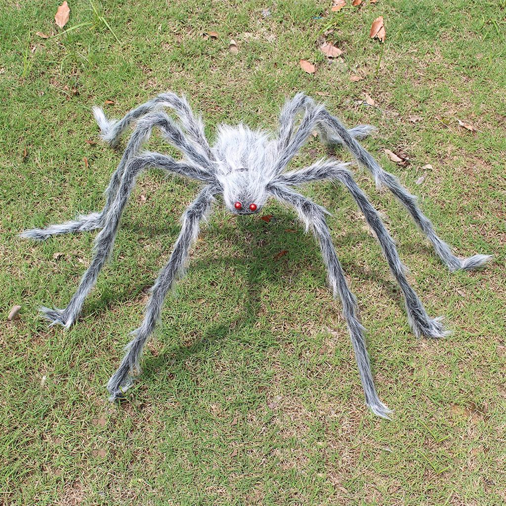 Realistic Large Hairy Scary Spider with Glowing Red Eyes Plush Scary Spider Halloween Realistic Hairy Spider for Halloween Party