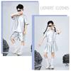 Silver Jazz Dance Costume Runway Street Dance Costume Fashion Children Hip-hop Set  Boys Girls