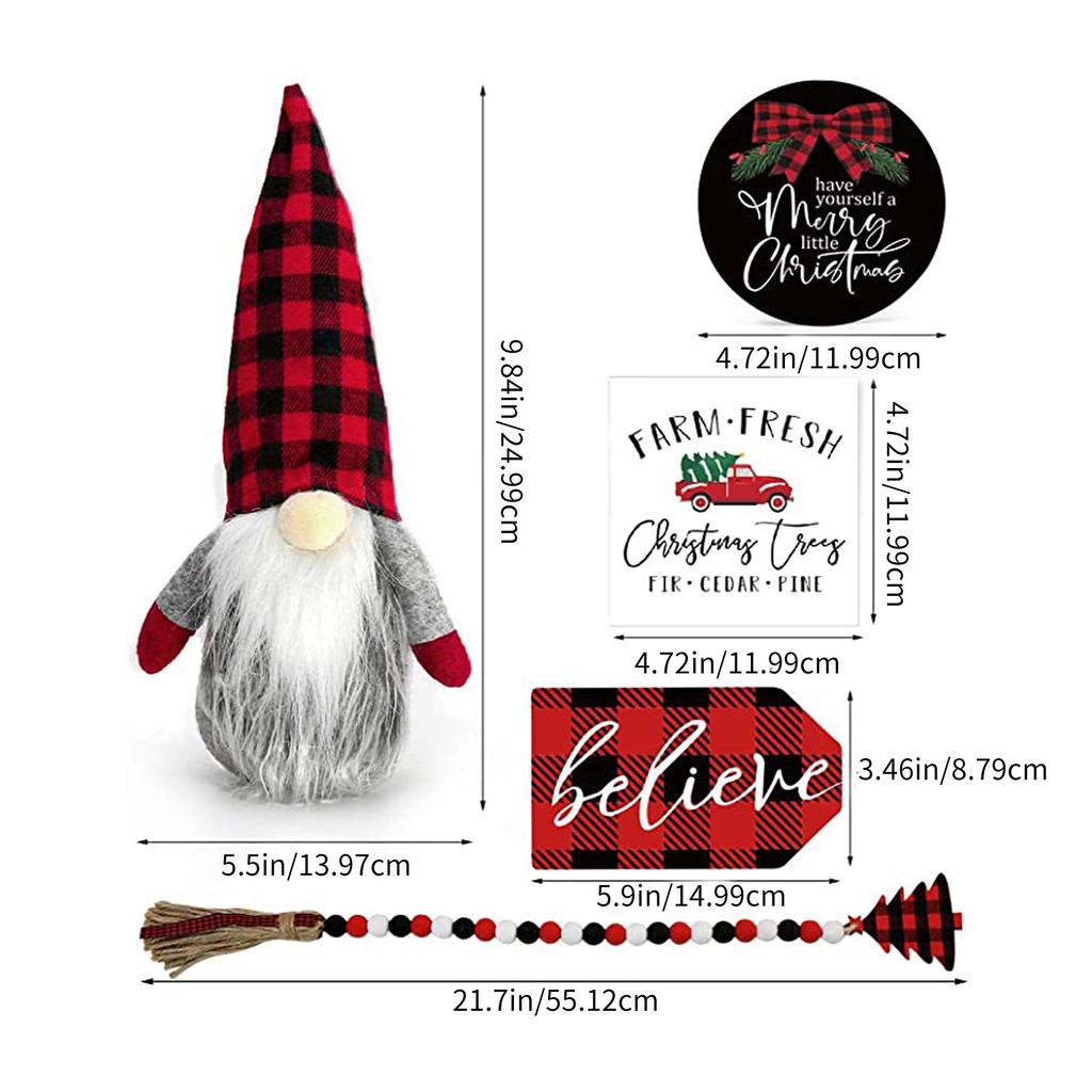 Festive Christmas Tiered Tray Decor Santa Wood Sign Gnome Santa for Holiday Table Centerpiece for New Year Home Tabletop