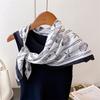 Women's Vintage Versatile Soft Satin Scarf Floral Print Hairband Spring Autumn Small Square Scarf for Tying Hair And Bags