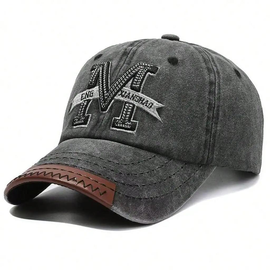 Unisex M Buchstabenstickerei Waschen Baseballkappen Frühling Herbst Outdoor Sonnenschutzmütze Verstellbar Lässig Trucker-Kappen