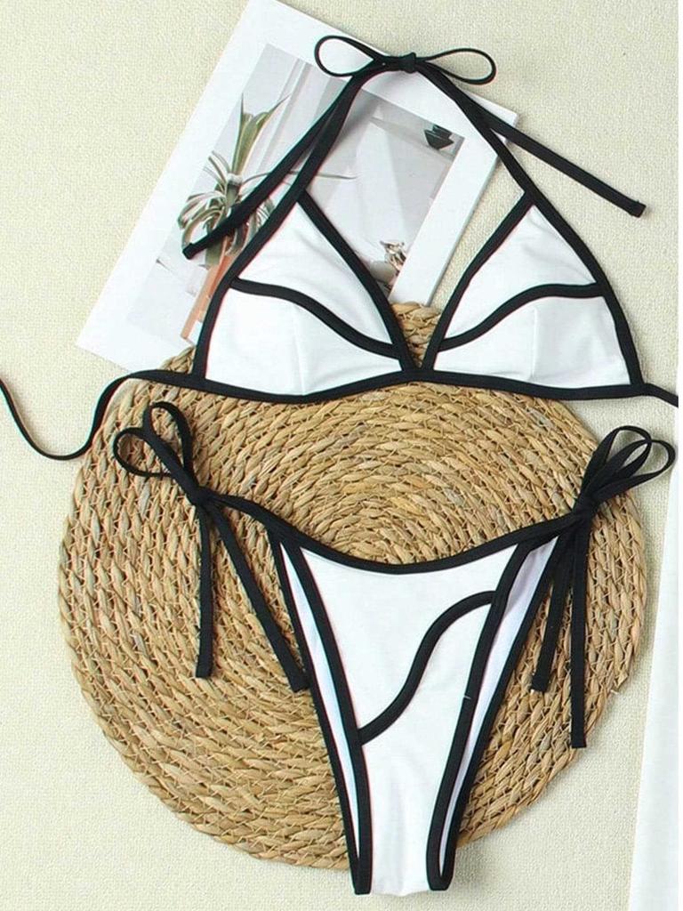 1011 European and American New Simple and Sexy Split Bikini Strap-up High-end Triangular Swimsuit Women