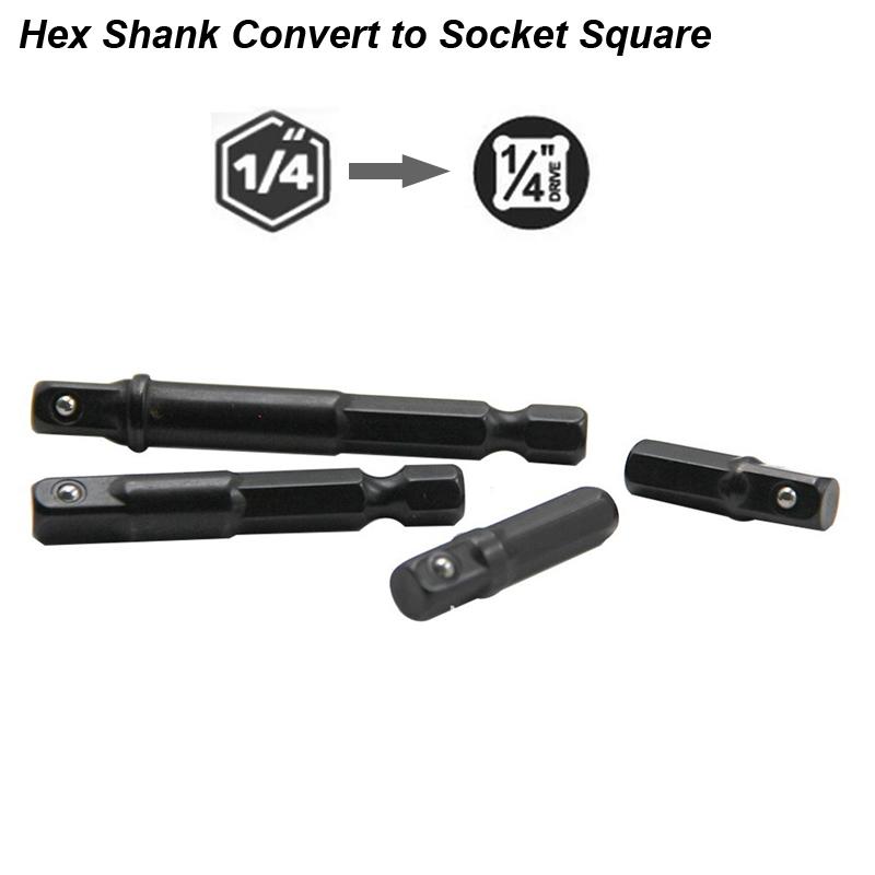 Adaptor Hexagonal 1/4 la Pătrat pentru Mașină de Găurit cu Impact, Cheie, Mașină de Înșurubat, Convertor Pătrat, Bit, Articulație de Conversie, Tijă de Extensie