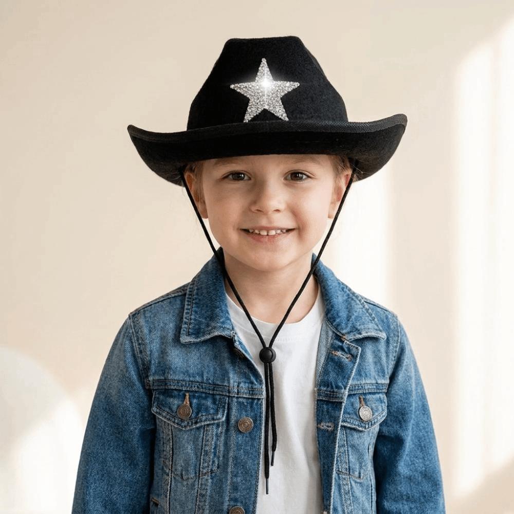 Rhinestone Summer Sun Hat Sparkling Kids Bucket Hat Cool Western Cowboy Hat Dress-Up