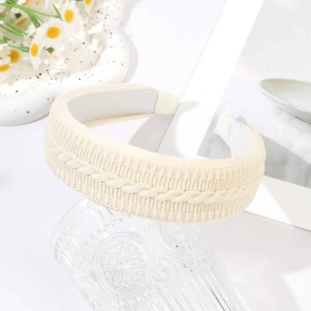 French Knitting Headband for Women Elegant Knit Hair Hoop Hair Accessories Sweet Girl Wide Edge Hair Bands Headwear