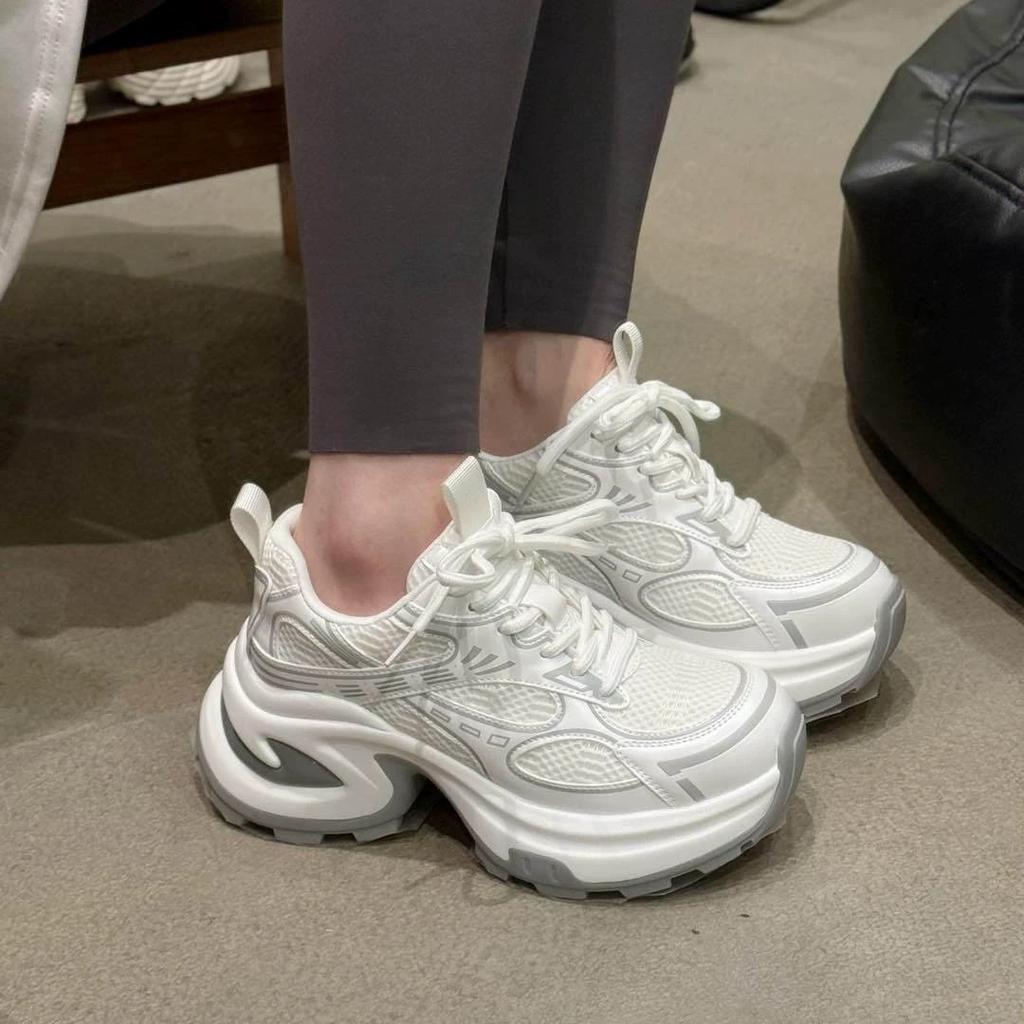 Popular Mesh Dad Shoes Women 2025 Summer New Muffin Thick Sole Heightened and Thin Lightweight Casual Sports Shoes Tide