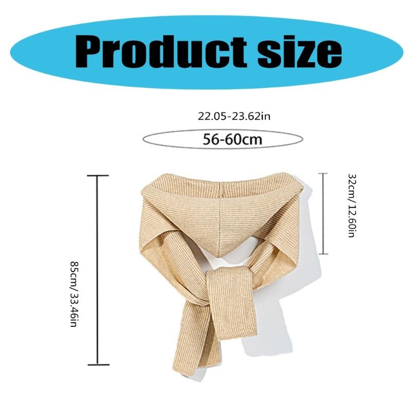 Fashionable Solid Color Shawl Wrap Soft Knitted Scarf Hat for Various Outfit Office Decorative Shoulder Wrap Neckpieces