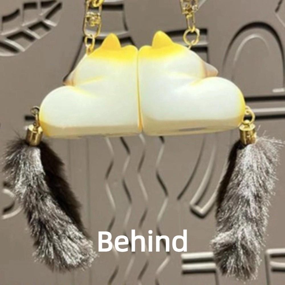 Cartoon Couple Cat Key Chain Pom Accessories Mink Fur Cat Keyring Long Tail Cat Pendant Friends