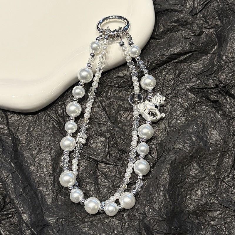 Classic Unicorn Pvc Phone Strap With Pearl Crystal Design For Unisex Use