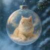 Cute Cat Christmas Ball Ornament 3D Animal Clear Plastic Ball Xmas Tree Ornaments