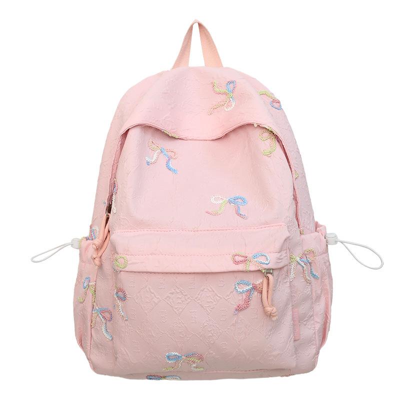 Summer New High-Value Cute Bowknot Backpack for Girls, Elementary and Middle School Students, Japanese Style Double Shoulder Bag