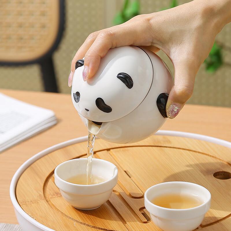 MinGuan Panda Portable Ceramic Kung Fu Travel Tea Set