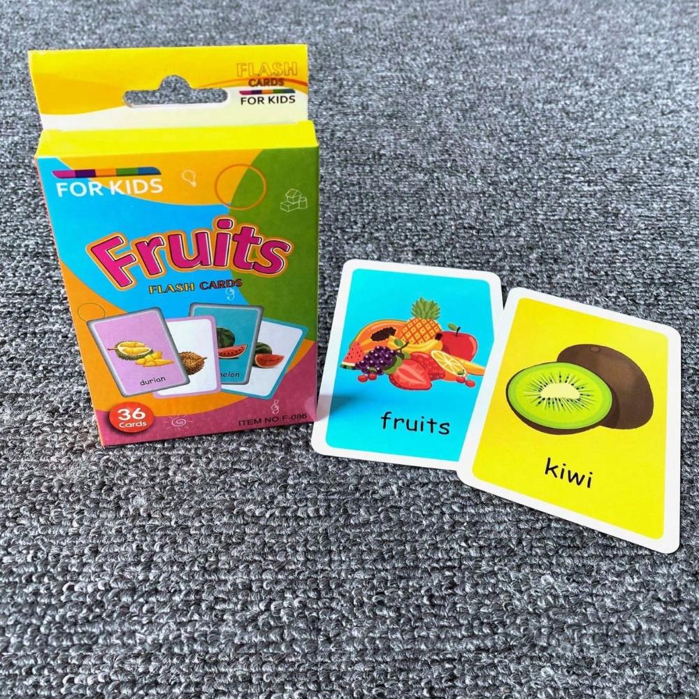 1set Children's Cognitive Cards, Body Parts,Animal,Fruits Double-Sided Flash Cards, Learning Toys Gifts